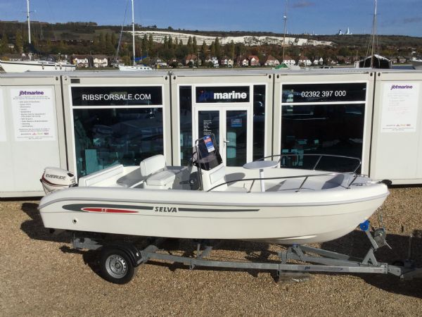 Boat Details – Ribs For Sale - Used Selva 5.3m Hard Boat with Evinrude 25HP ETEC Engine and Trailer
