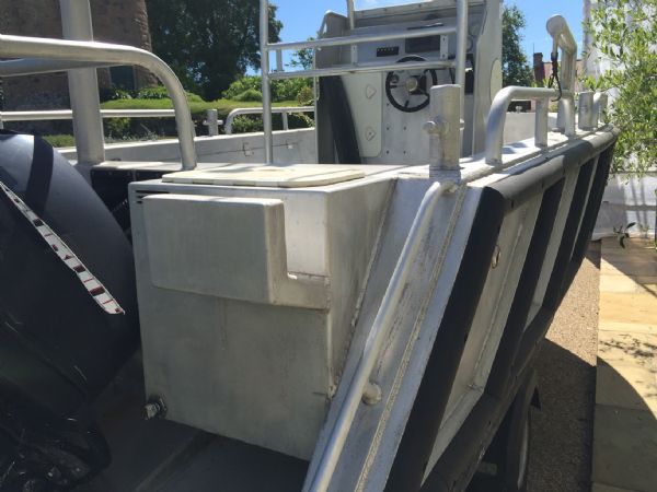 Boat Details – Ribs For Sale - Used Aluminium 7.0m Work Boat with Twin Evinrude 75HP Outboard Engines and Roller Trailer