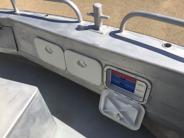 Boat Details – Ribs For Sale - Used Aluminium 7.0m Work Boat with Twin Evinrude 75HP Outboard Engines and Roller Trailer