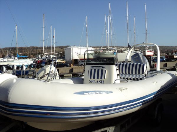 Boat Details – Ribs For Sale - Zodiac Medline II RIB with Honda 150HP 4 Stroke Outboard Engine and Roller Trailer