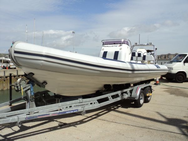 Boat Details – Ribs For Sale - Ballistic 7.8m RIB with Evinrude 250HP ETEC Engine and Roller Trailer