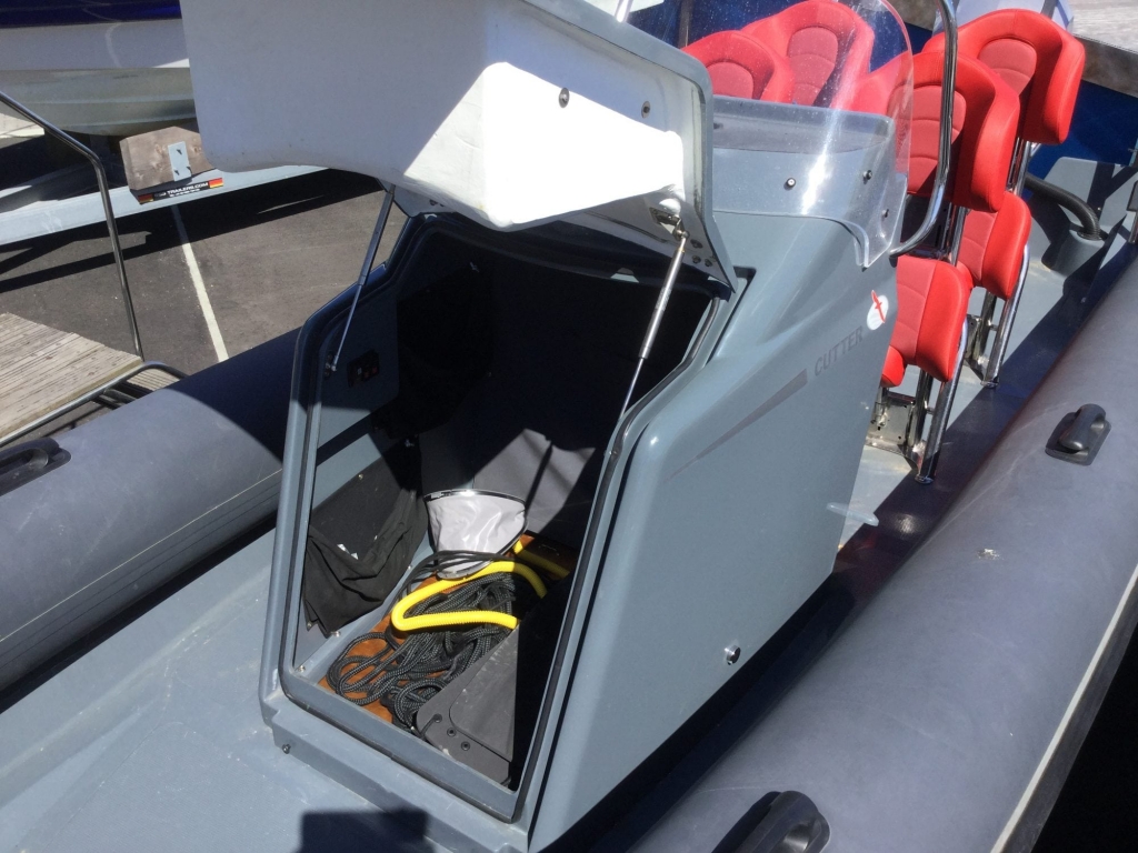 Boat Details – Ribs For Sale - Used Shearwater Cutter Custom 6.8 RIB with Evinrude ETEC 250hp V6 Engine.
