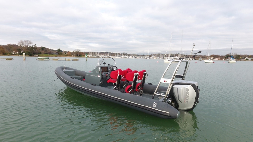 Boat Details – Ribs For Sale - Used Shearwater Cutter Custom 6.8 RIB with Evinrude ETEC 250hp V6 Engine.