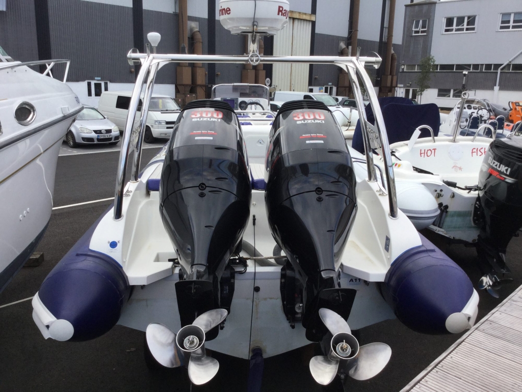 Boat Details – Ribs For Sale - Used Cobra 9.5 RIB with twin Suzuki DF300 Outboard engines