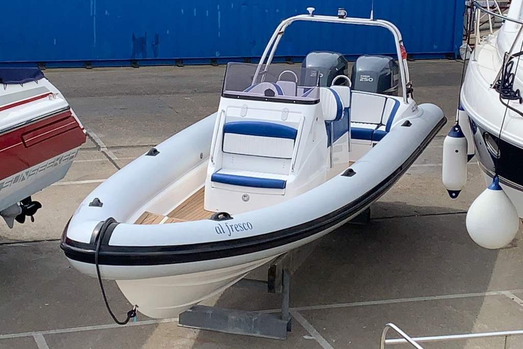 Boat Details – Ribs For Sale - Pre-owned Scorpion 8.75 RIB with twin Yamaha F250 AET engines.
