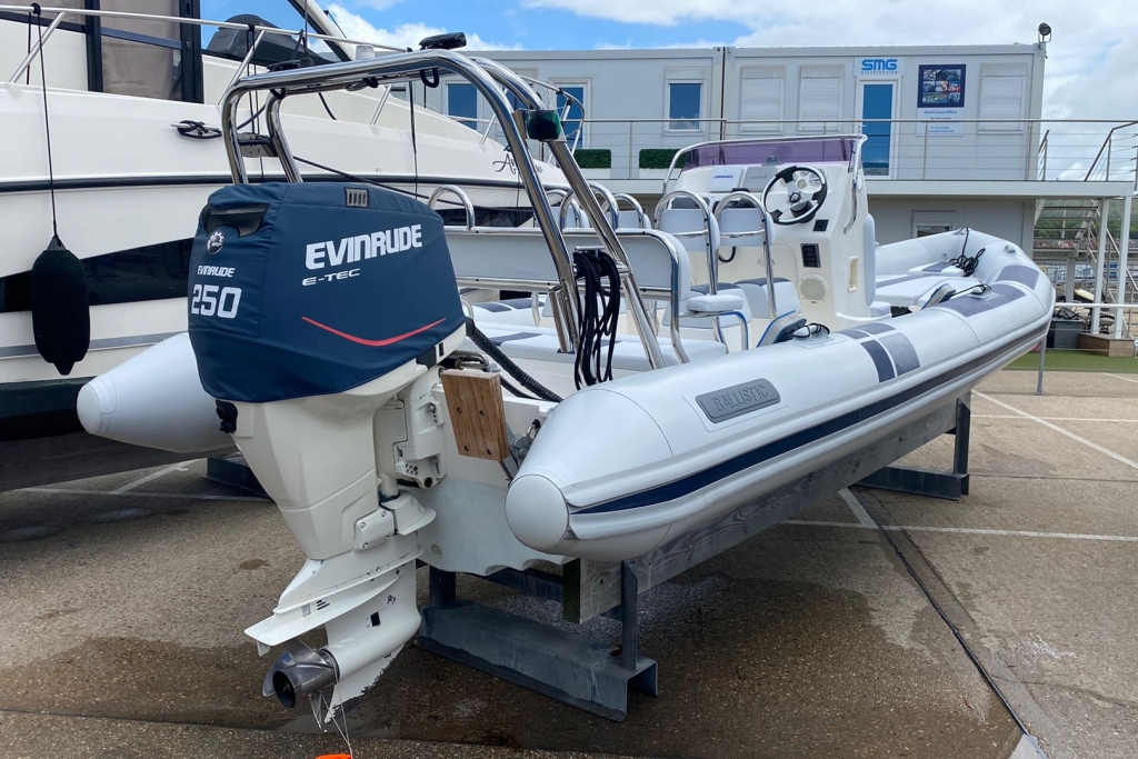 Boat Details – Ribs For Sale - 2006 Ballistic RIB 7.8 RIB Evinrude ETEC 250 V6 Twin axle roller trailer.