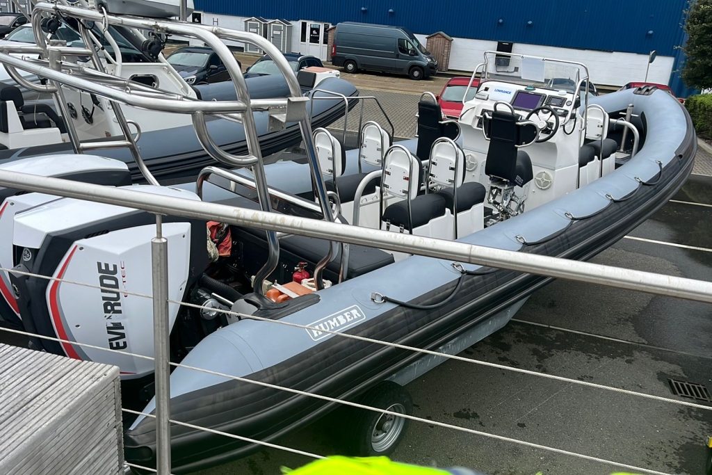 Boat Details – Ribs For Sale - 2011 Humber RIB Quinquari 9m Offshore Evinrude ETEC Gen2 300 V6 Twin axle roller trailer