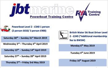 RYA Training Calendar 2019 - JBT Marine Training Dates 2019